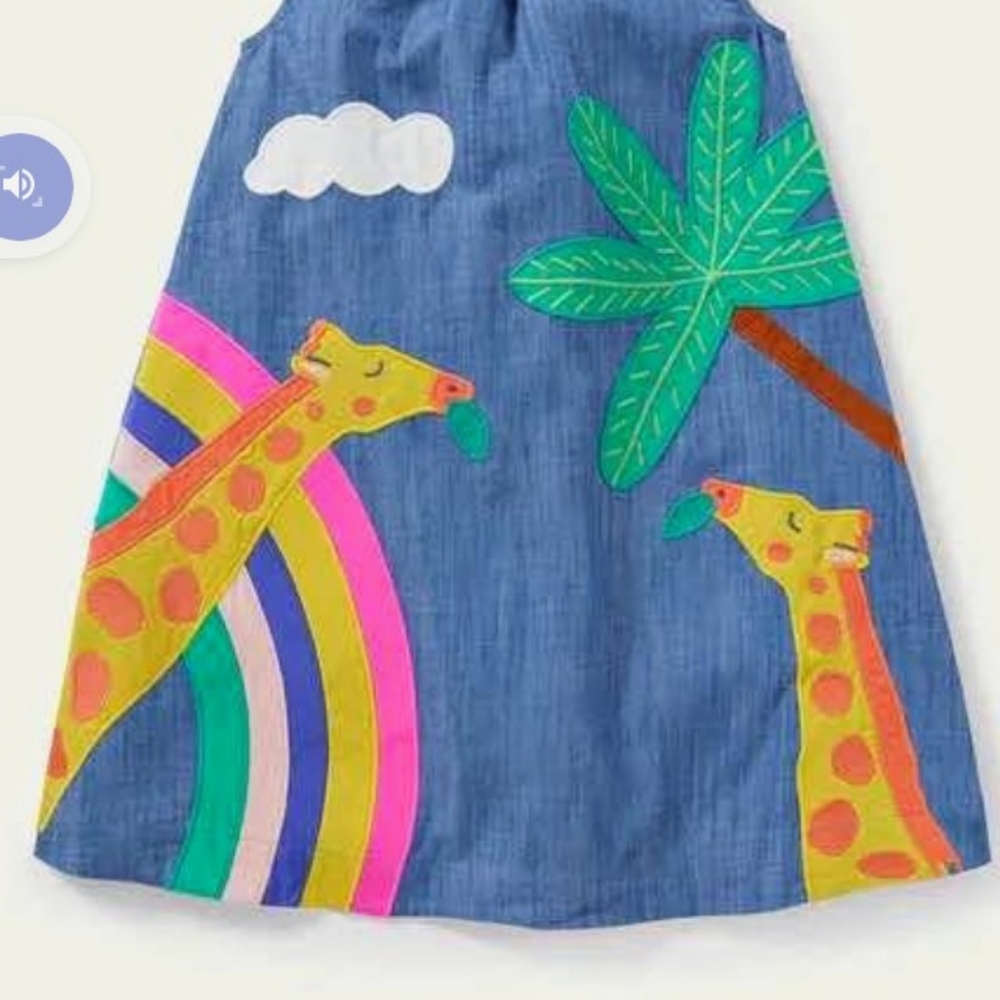 SIMPLY ADORABLE! GIRLS MINI BODEN GIRAFFE DRESS, SIZE 7-8 years old, $38